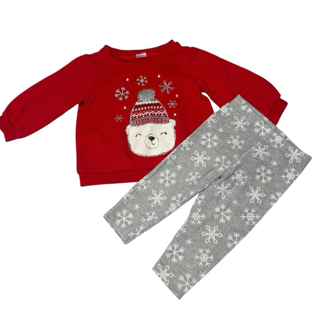 Carter's Matching Outfit Girls Bear Snow Red Gray 12 Months